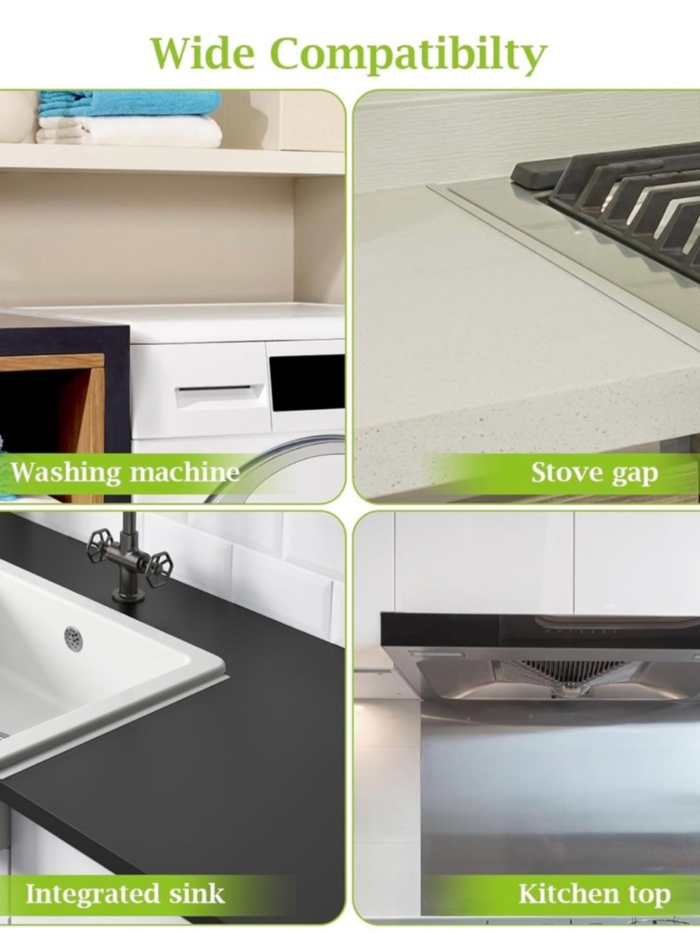 Stove/Counter Gap Covers Stainless Steel, Silver 23.4"L, 0.74" W) NEW! - Picture 6 of 7